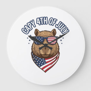 Grande Horloge Ronde Capy 4 juillet Conception vectorielle de capybara