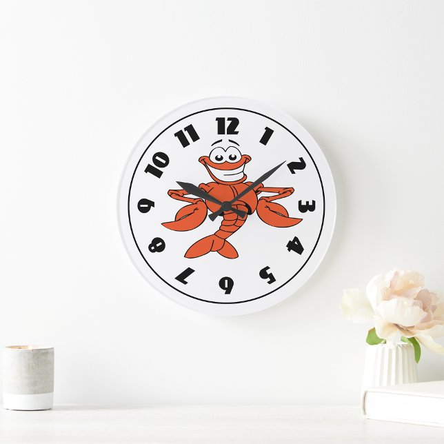 Grande Horloge Ronde Caractère de homard au dessin souriant (Créateur téléchargé)