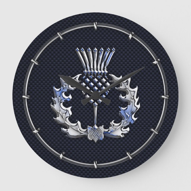 Grande Horloge Ronde Carbone Fibre Print Silver Scottish Thistle (Recto)