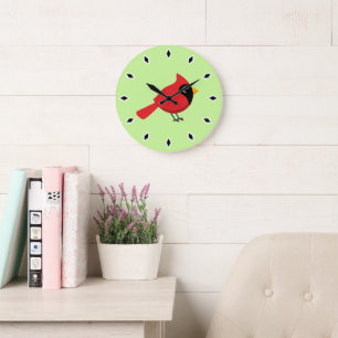 Grande Horloge Ronde Cardinal Rouge Cardinal Cardinal aux Fleurs