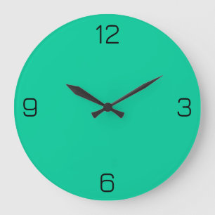 Grande Horloge Ronde Caribbean Green 00CC99 Couleur Avec Option Ajouter