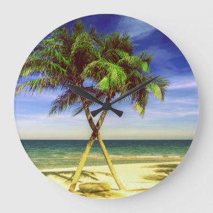 Grande Horloge Ronde Caribbean Palm Tree Tropical Island