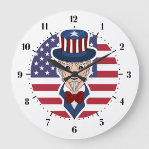 Grande Horloge Ronde Caricature de l'oncle Sam