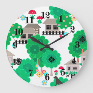 Grande Horloge Ronde Caricature pour enfants abstraits sans couture mai