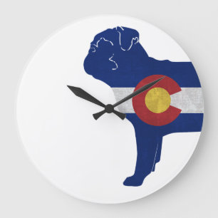 Grande Horloge Ronde Carlin race de chien Colorado Drapeau Silhouette