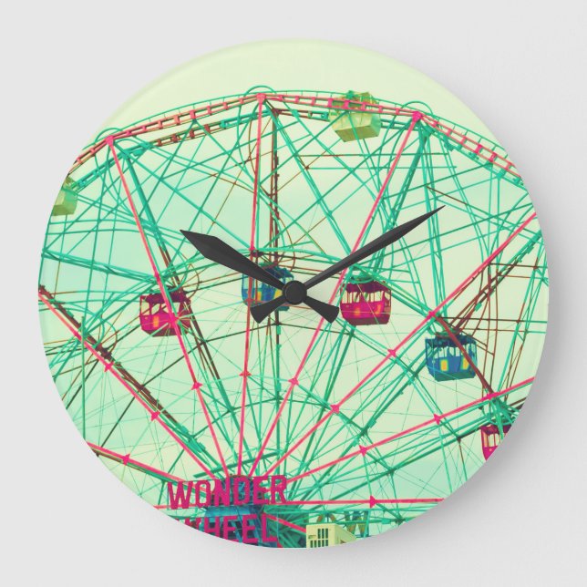 Grande Horloge Ronde Carnaval d'été de Retro Pop (Recto)