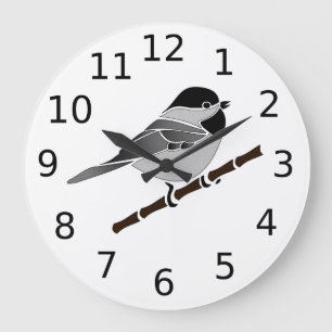 Grande Horloge Ronde Carolina Chickadee Songbird Illustré