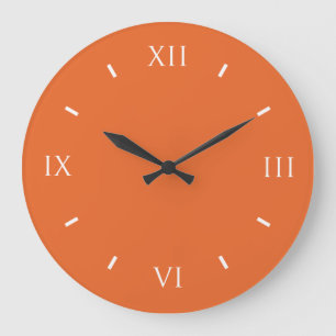 Grande Horloge Ronde Carottes profondes orange classique couleur solide