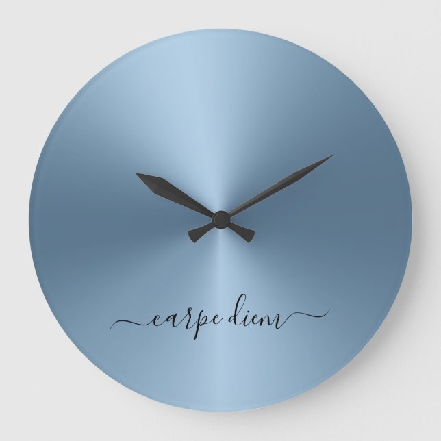 Grande Horloge Ronde Carpe Diem Steel Blue Metallic Style acrylique (Recto)