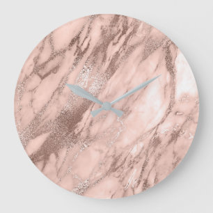 Grande Horloge Ronde Carrara Marble Blush Skinny Powder Stone