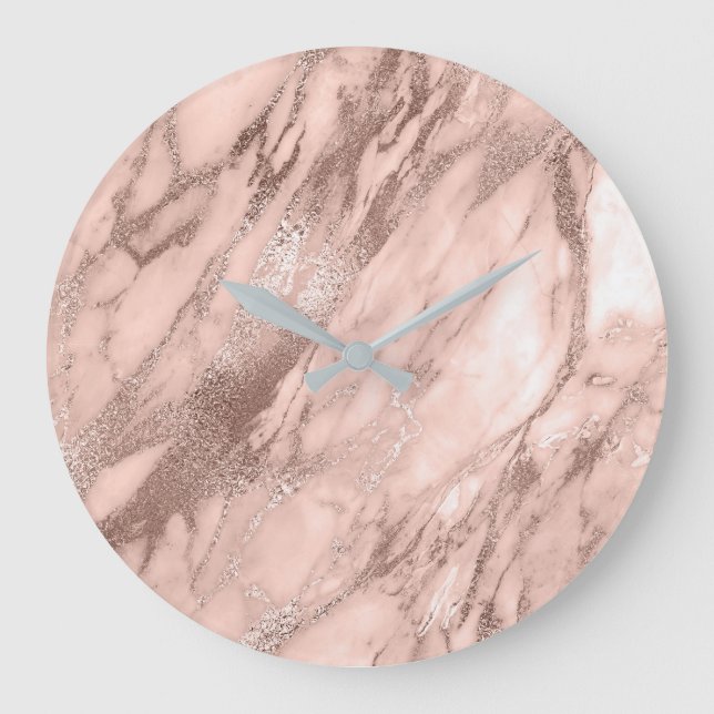 Grande Horloge Ronde Carrara Marble Blush Skinny Powder Stone (Recto)