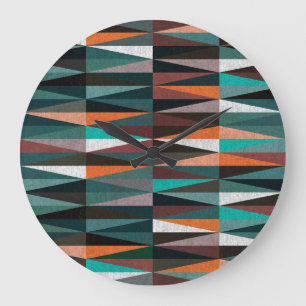 Grande Horloge Ronde Carreaux de diamant : sol coloré Mosaïque