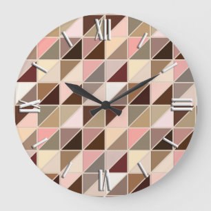 Grande Horloge Ronde Carreaux de mosaïque - taupe, corail, neutralité