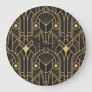 Grande Horloge Ronde Carreaux géométriques modernes Art Déco