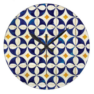 Grande Horloge Ronde Carreaux portugais - Azulejo Motif Design