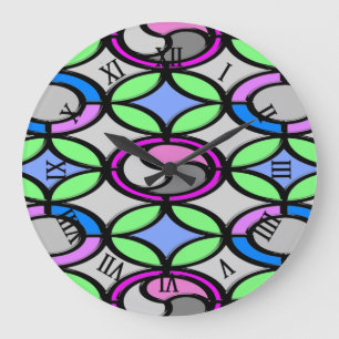 Grande Horloge Ronde Carrelage couleur verre