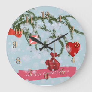 Grande Horloge Ronde Carrelage en céramique de Noël