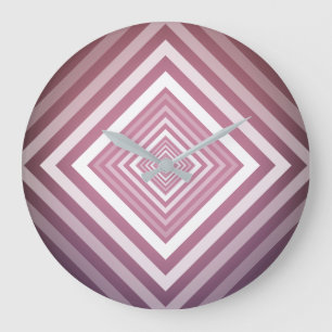 Grande Horloge Ronde Carrés de dégradé rose et blanc moderne