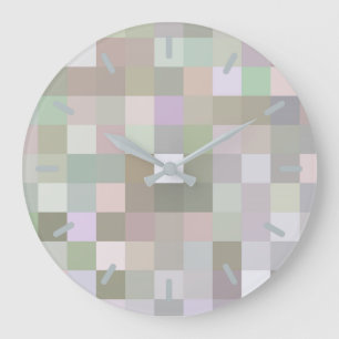 Grande Horloge Ronde Carrés pastel