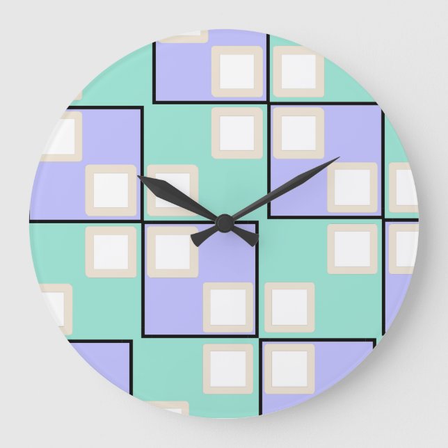 Grande Horloge Ronde Carrés violets clair  (Recto)