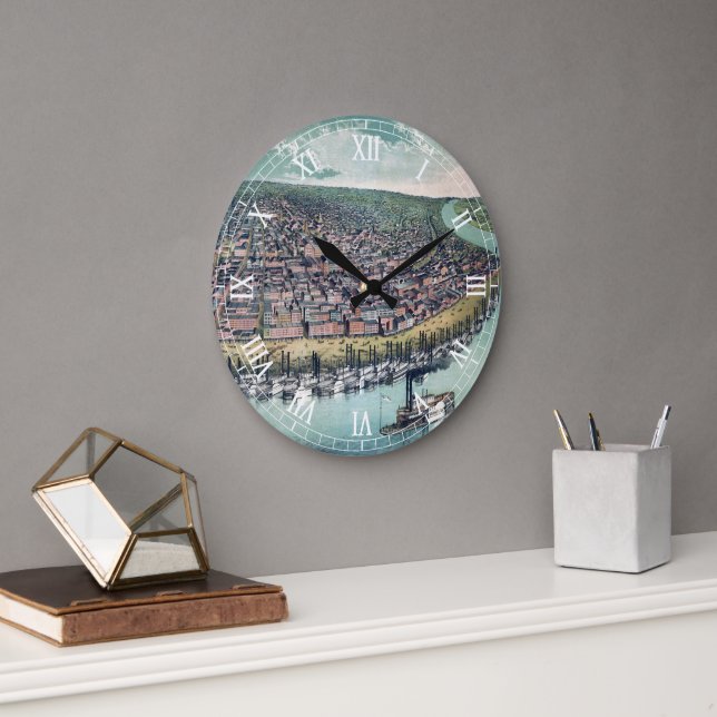 Grande Horloge Ronde Carte ancienne de Saint-Louis Missouri rivière Mis (Bureau)