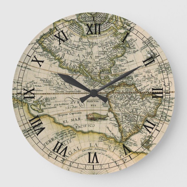 Grande Horloge Ronde Carte antique, 1596, America Sive Novus Orbis (Recto)