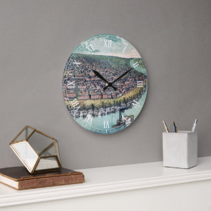 Grande Horloge Ronde Carte antique Saint Louis Missouri Mississippi