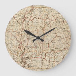 Grande Horloge Ronde Carte automobile Massachusetts Géographie vintage 