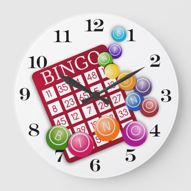 Grande Horloge Ronde Carte BINGO avec boules BINGO (Recto)