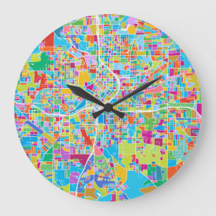 Grande Horloge Ronde Carte colorée d'Atlanta
