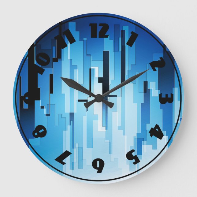 Grande Horloge Ronde Carte d'art Blue Tech (Recto)