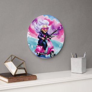 Grande Horloge Ronde Carte de la Fête des Femmes - Caricature Drôle 2 +
