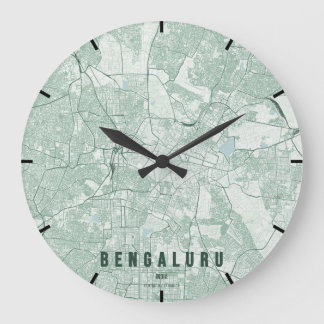 Grande Horloge Ronde Carte de la ville de Bengaluru en Inde, design min