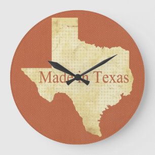 Grande Horloge Ronde Carte de l'état du Texas Rouille rouge et crème Ho
