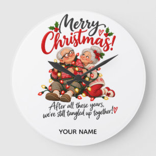 Grande Horloge Ronde Carte de Noël Personnalisée pour un Couple Drôle