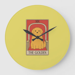 Grande Horloge Ronde Carte de tarot vintage Le chien Retriever doré 