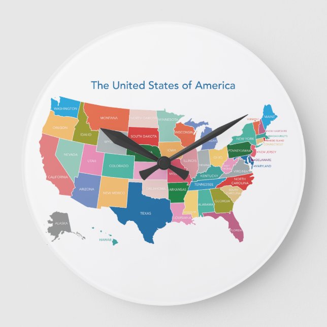 Grande Horloge Ronde Carte des États-Unis à l'horloge (Recto)