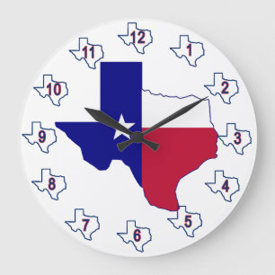 Grande Horloge Ronde Carte du drapeau du Texas