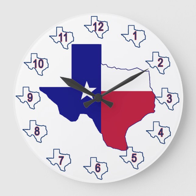 Grande Horloge Ronde Carte du drapeau du Texas (Recto)