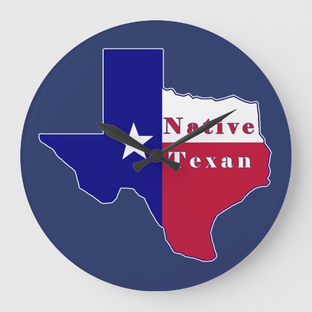 Grande Horloge Ronde Carte du drapeau texan natif (Recto)