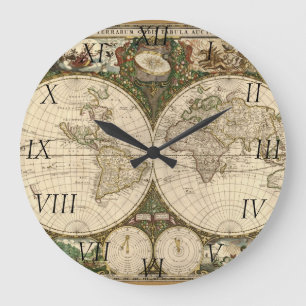 Grande Horloge Ronde Carte du monde 1660 par Frederick de Wit