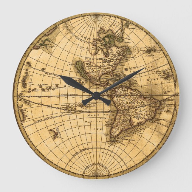 Grande Horloge Ronde Carte du monde antique (Recto)
