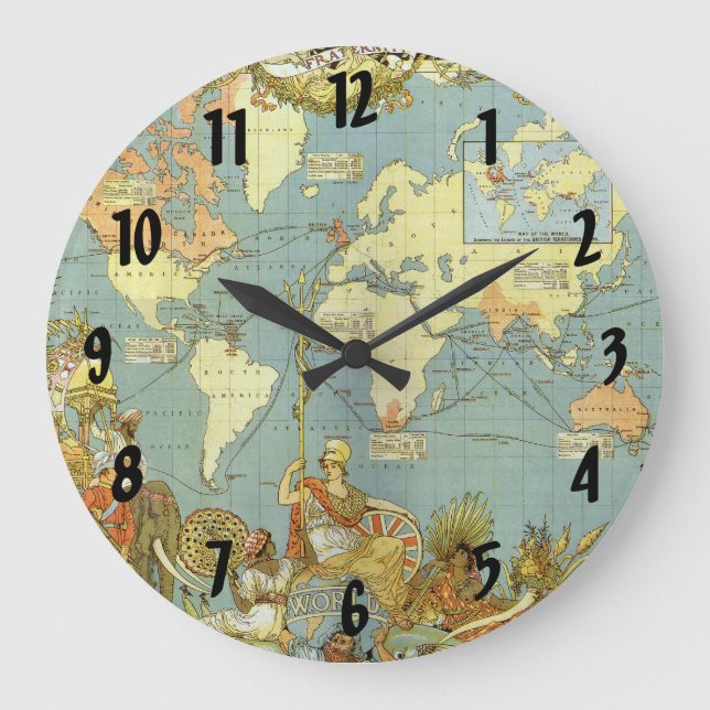 Grande Horloge Ronde Carte du monde antique de l'Empire britannique, 18 (Recto)