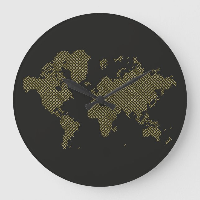 Grande Horloge Ronde Carte du monde numérique (Recto)