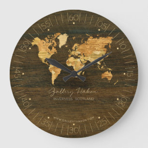 Grande Horloge Ronde Carte en bois du monde