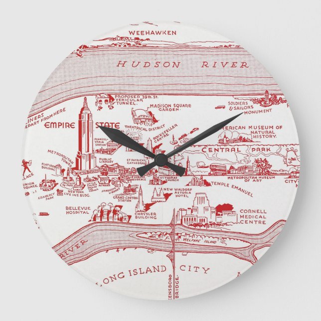 Grande Horloge Ronde CARTE : MANHATTAN, c1935 (Recto)