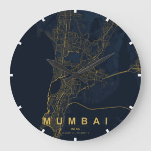 Grande Horloge Ronde Carte minimale de la ville de Mumbai, Inde