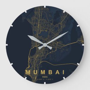 Grande Horloge Ronde Carte minimale de la ville de Mumbai, Inde