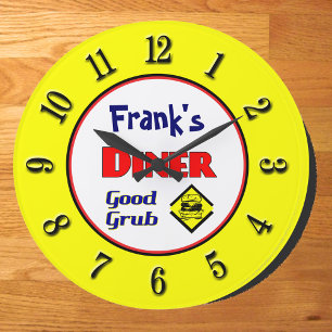 Grande Horloge Ronde Carte murale rétro personnalisée du dîner