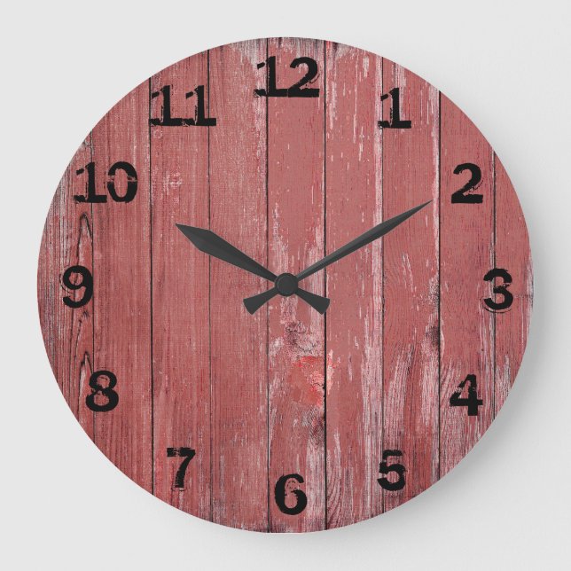 Grande Horloge Ronde Carte Patinée Rustique Rouge (Recto)